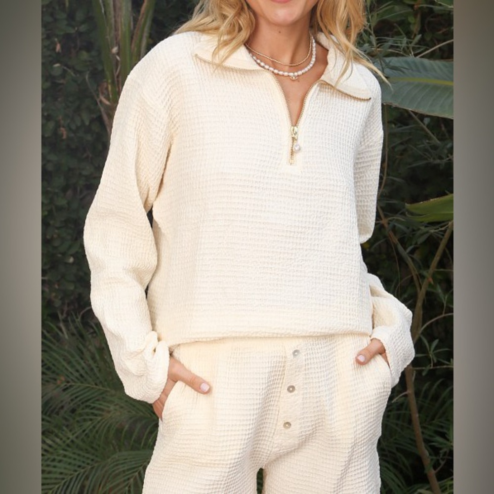 Donni | Waffle Lounge Set in Cream